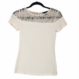 H&M White Lace T-Shirt XS